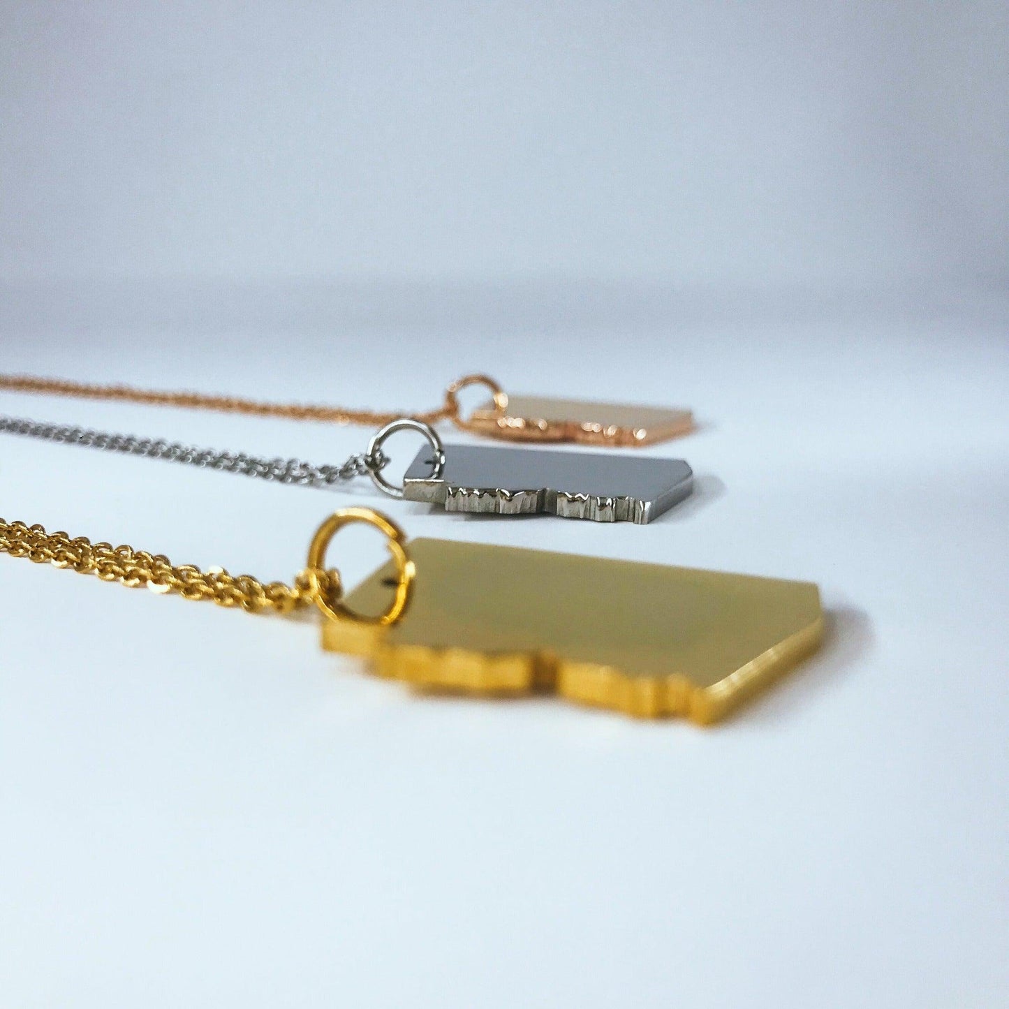Arizona State Silhouette Necklaces in 3 different colors: Gold, Silver & Rose Gold