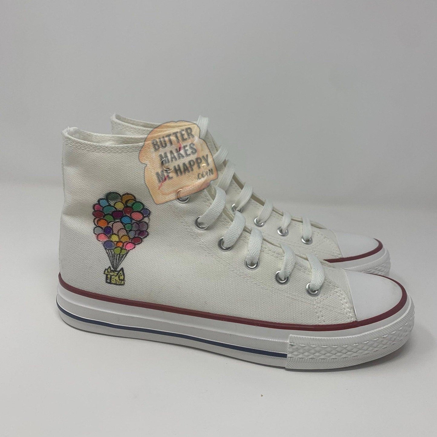 House & Balloon Watercolor Converse