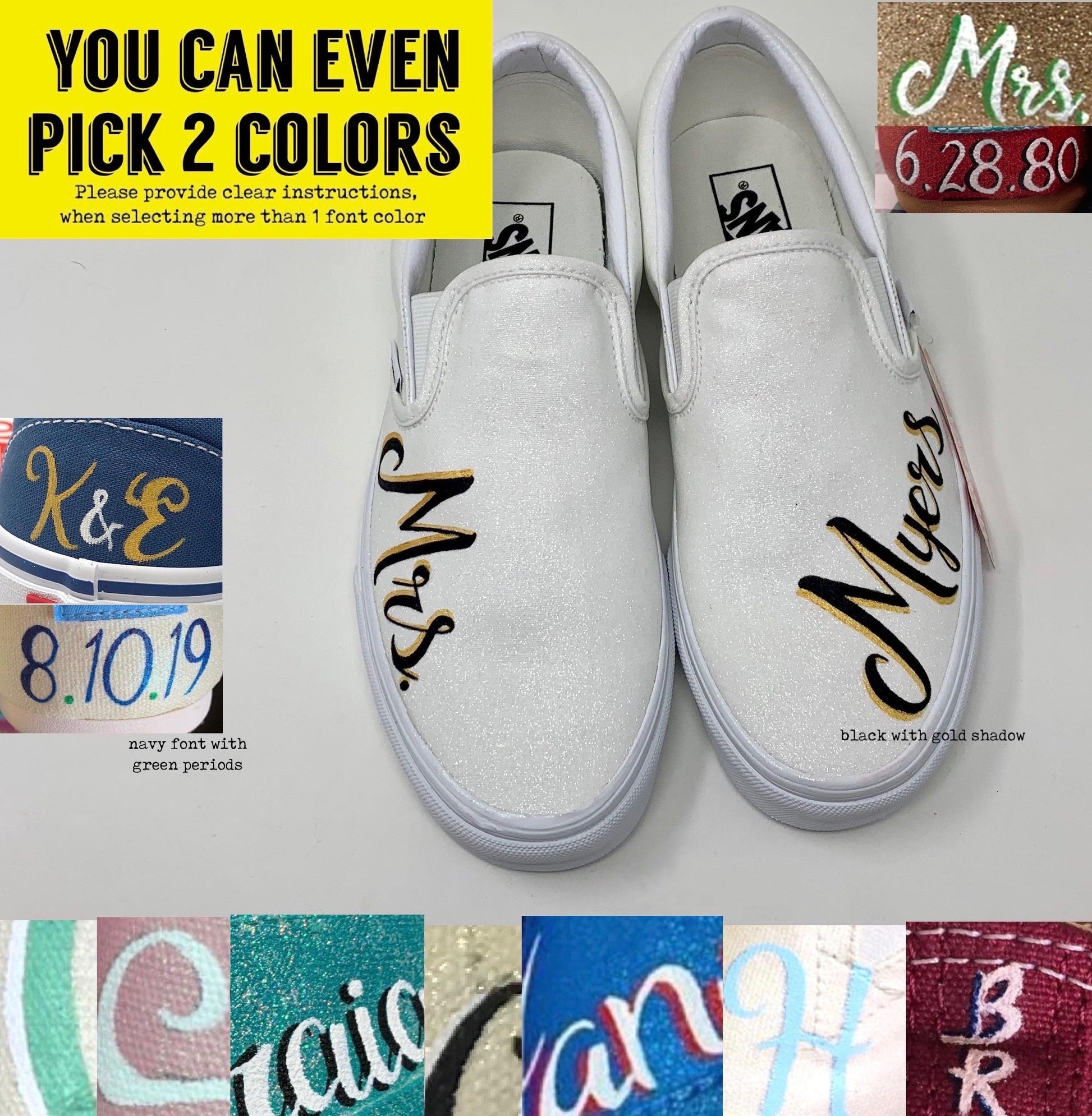 reference for different font colors to have painted on wedding shoes by ButterMakesMeHappy