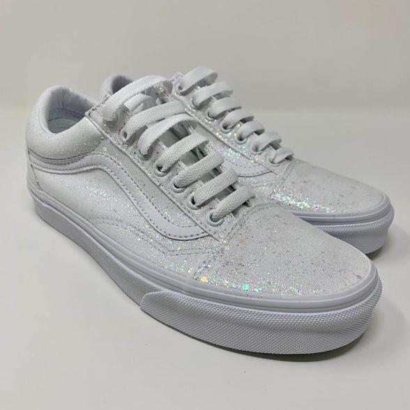 White Crystal Glitter Old Skool Vans - ButterMakesMeHappy