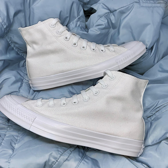 White Glitter Hi Top Converse - ButterMakesMeHappy