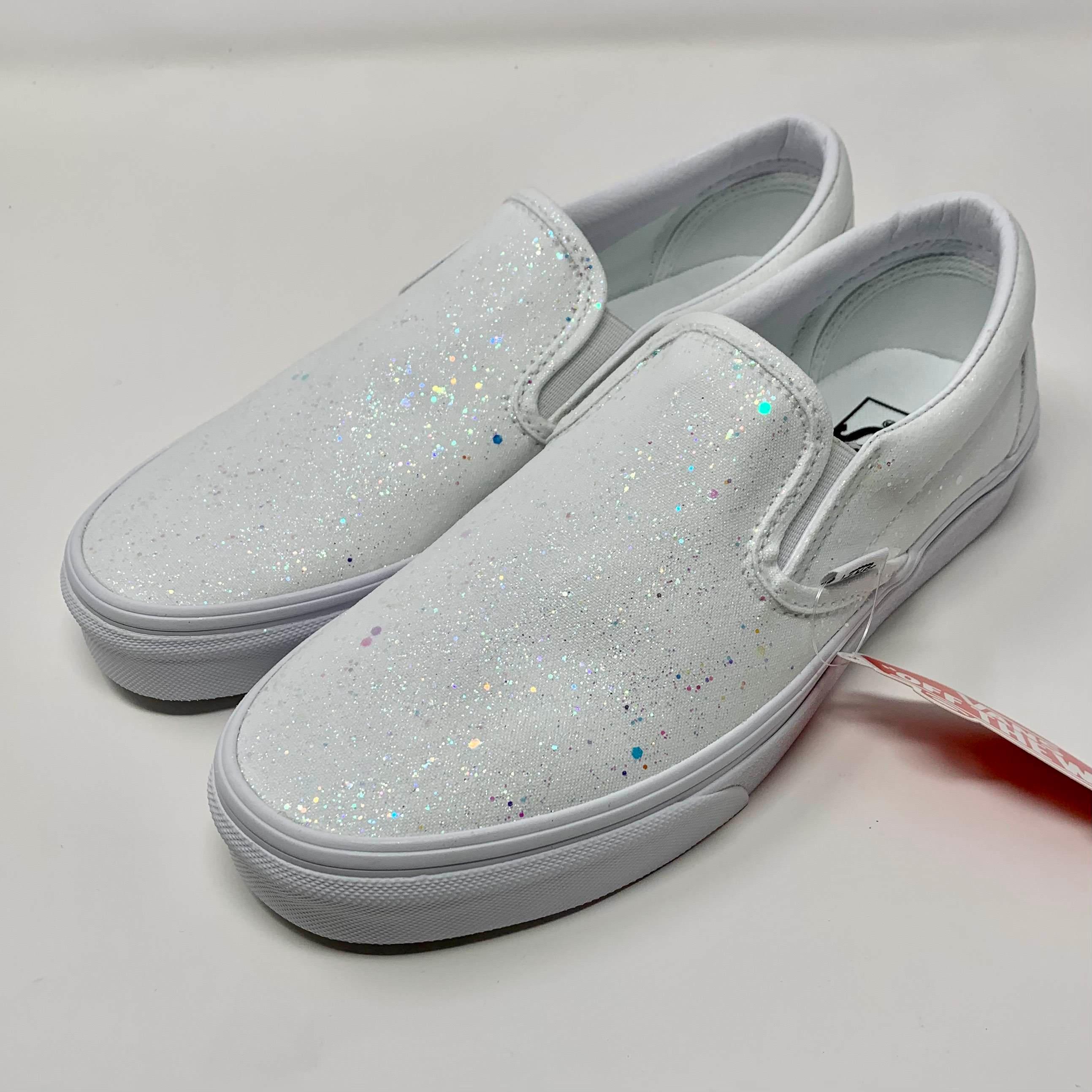 Vans glitter slip discount ons