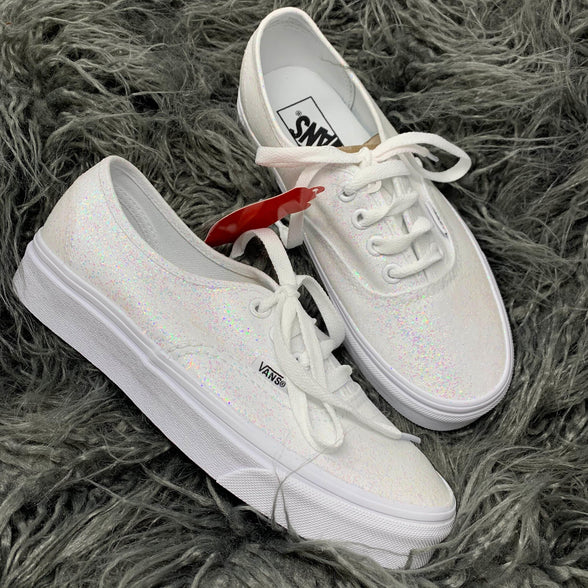 White Crystal Glitter Vans - ButterMakesMeHappy