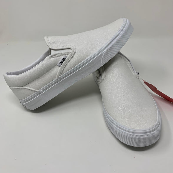 White Glitter Slip On Vans - ButterMakesMeHappy