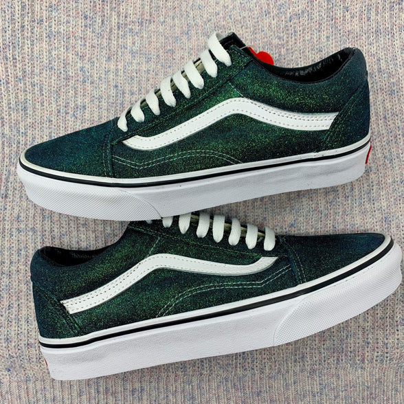 Emerald Glitter Old Skool Vans - ButterMakesMeHappy