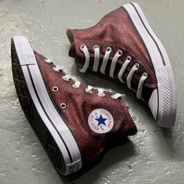 Wine Glitter Hi Top Converse - ButterMakesMeHappy