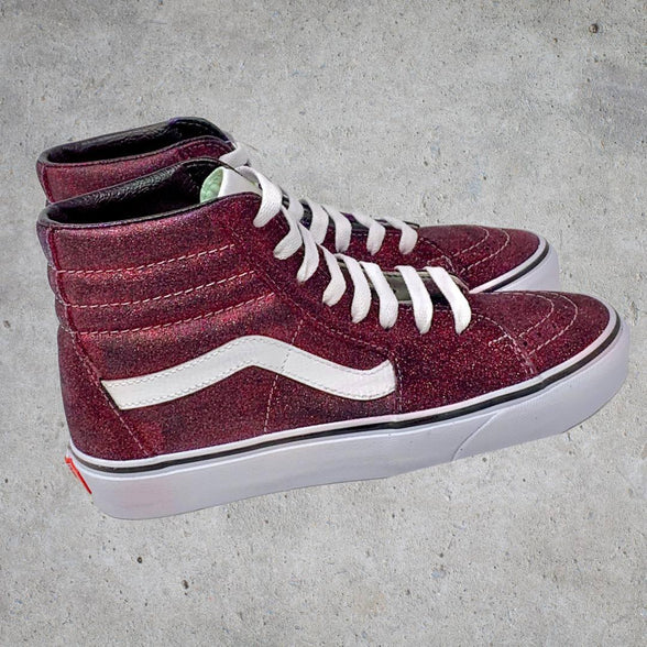 Wine Glitter SK8-Hi Vans - ButterMakesMeHappy