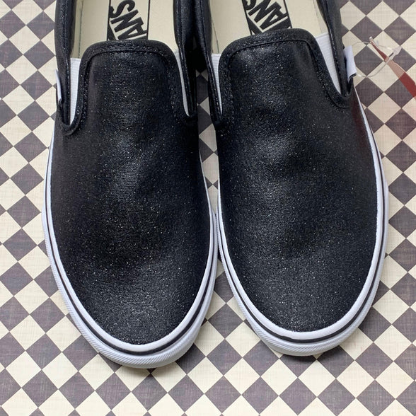Black Glitter Slip On Vans - ButterMakesMeHappy