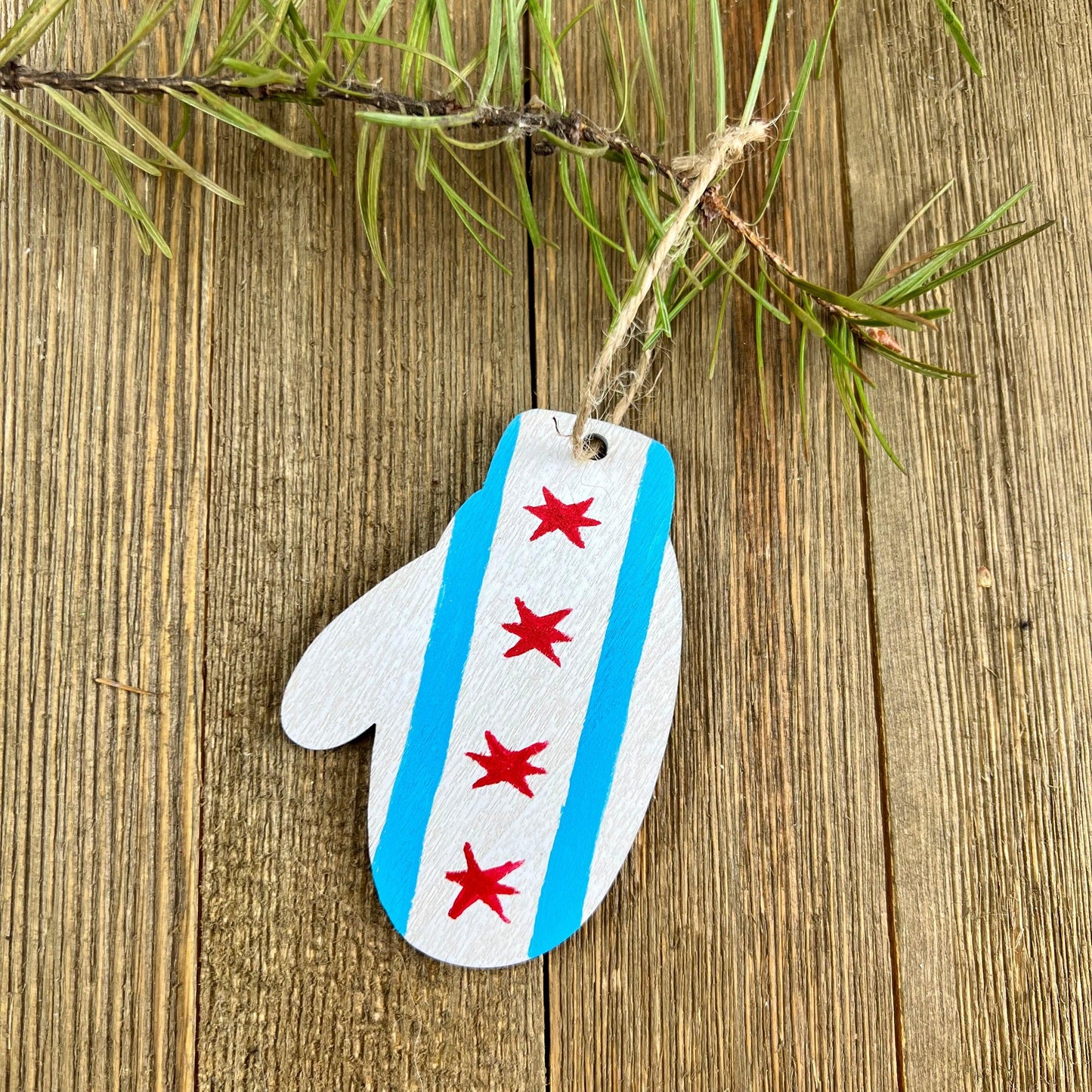 Chicago Flag Mitten Ornament