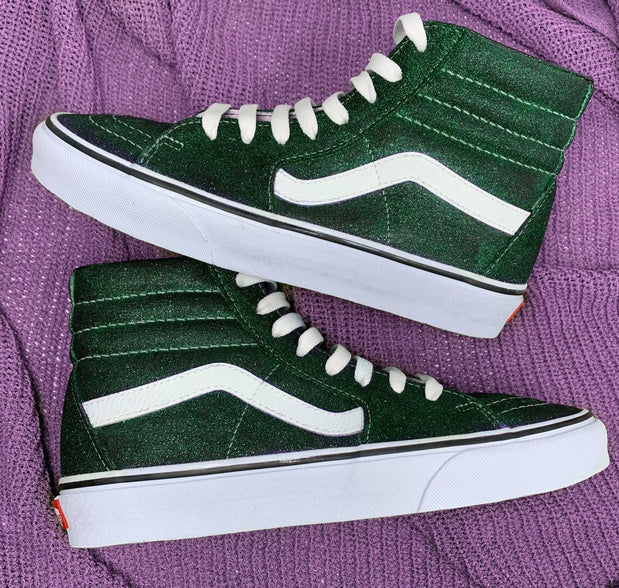 Emerald Glitter SK8-Hi Vans - ButterMakesMeHappy