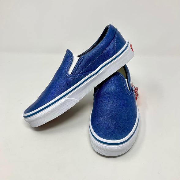 Navy Glitter Slip On Vans - ButterMakesMeHappy
