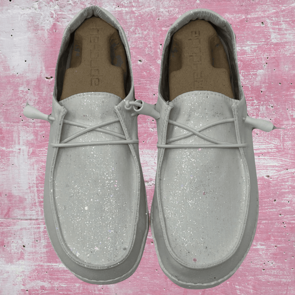 White Crystal Glitter Hey Dudes