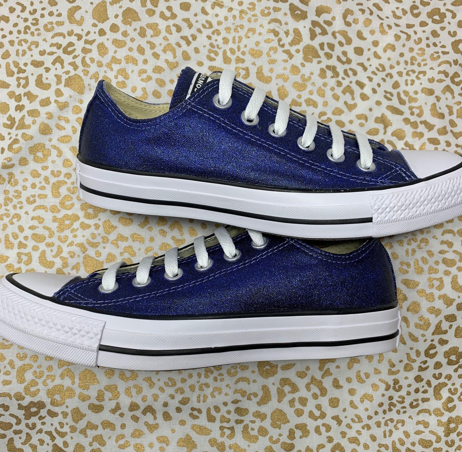 Converse blue sparkle shoes Clearance