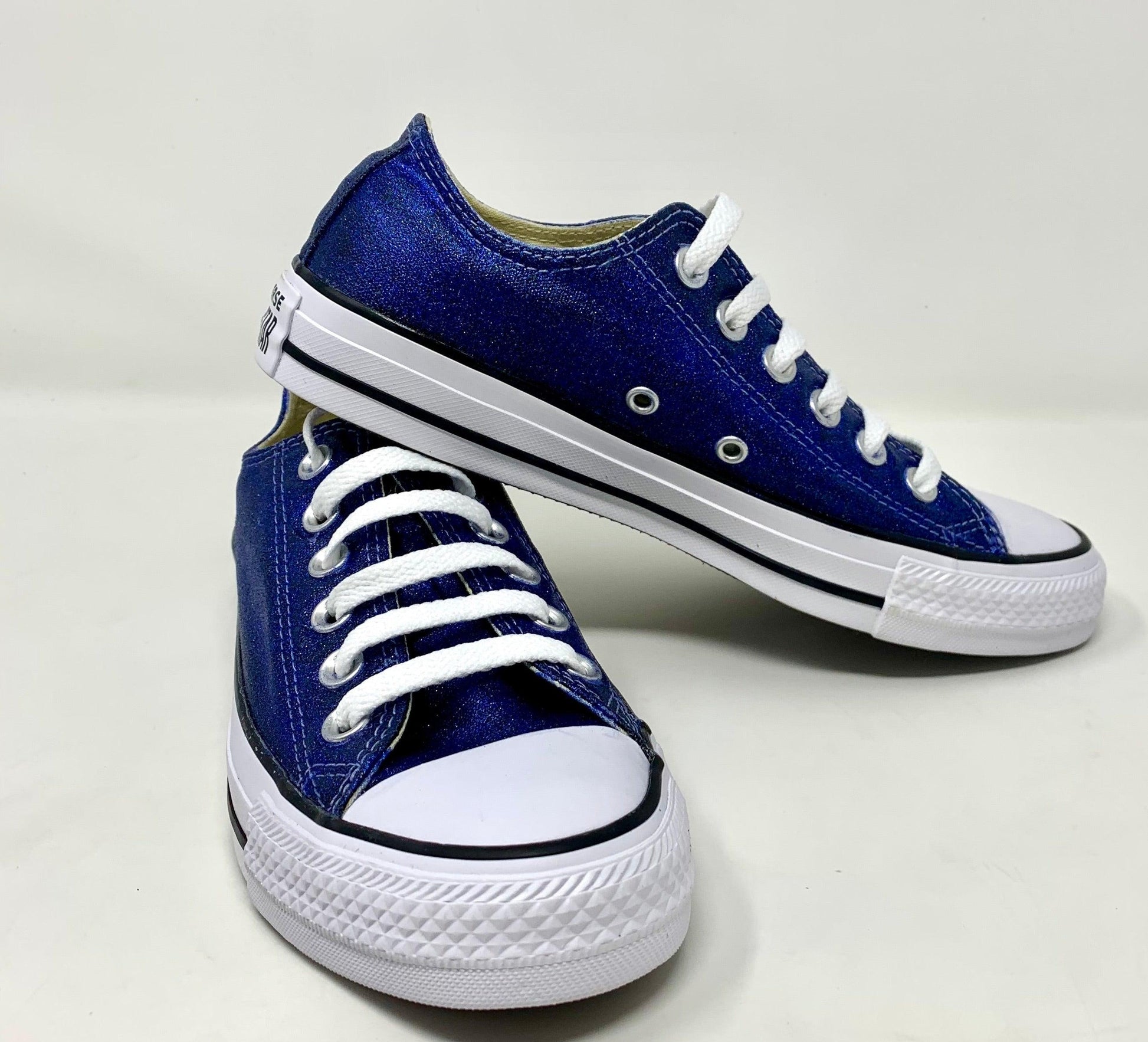 Blue glitter converse shoes Clearance