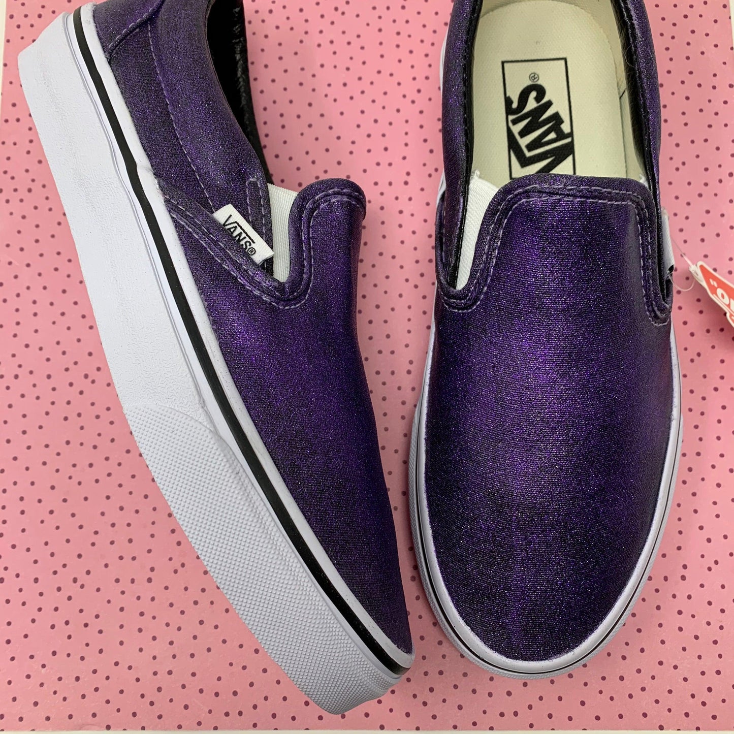 Purple Glitter Slip On Vans - ButterMakesMeHappy