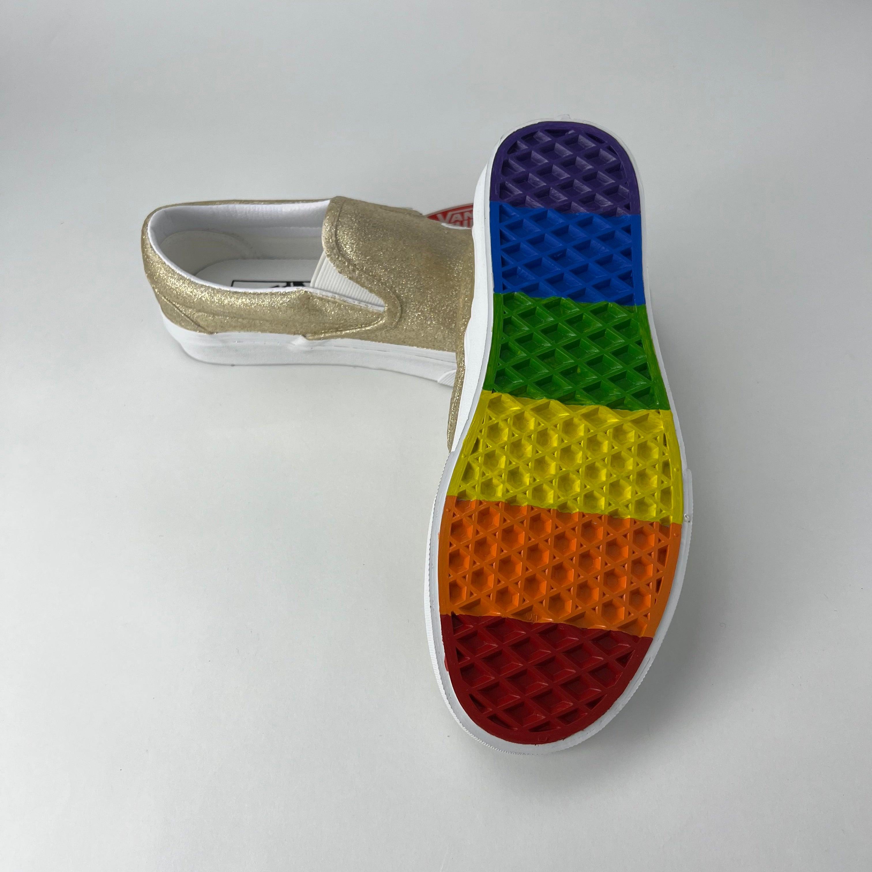 White vans hotsell rainbow sole