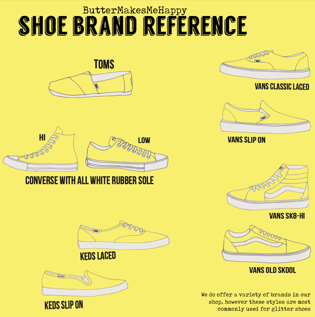 Shoe reference guide for ButterMakesMeHappy