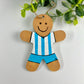 Striped Soccer Player Gingerbread Ornament
