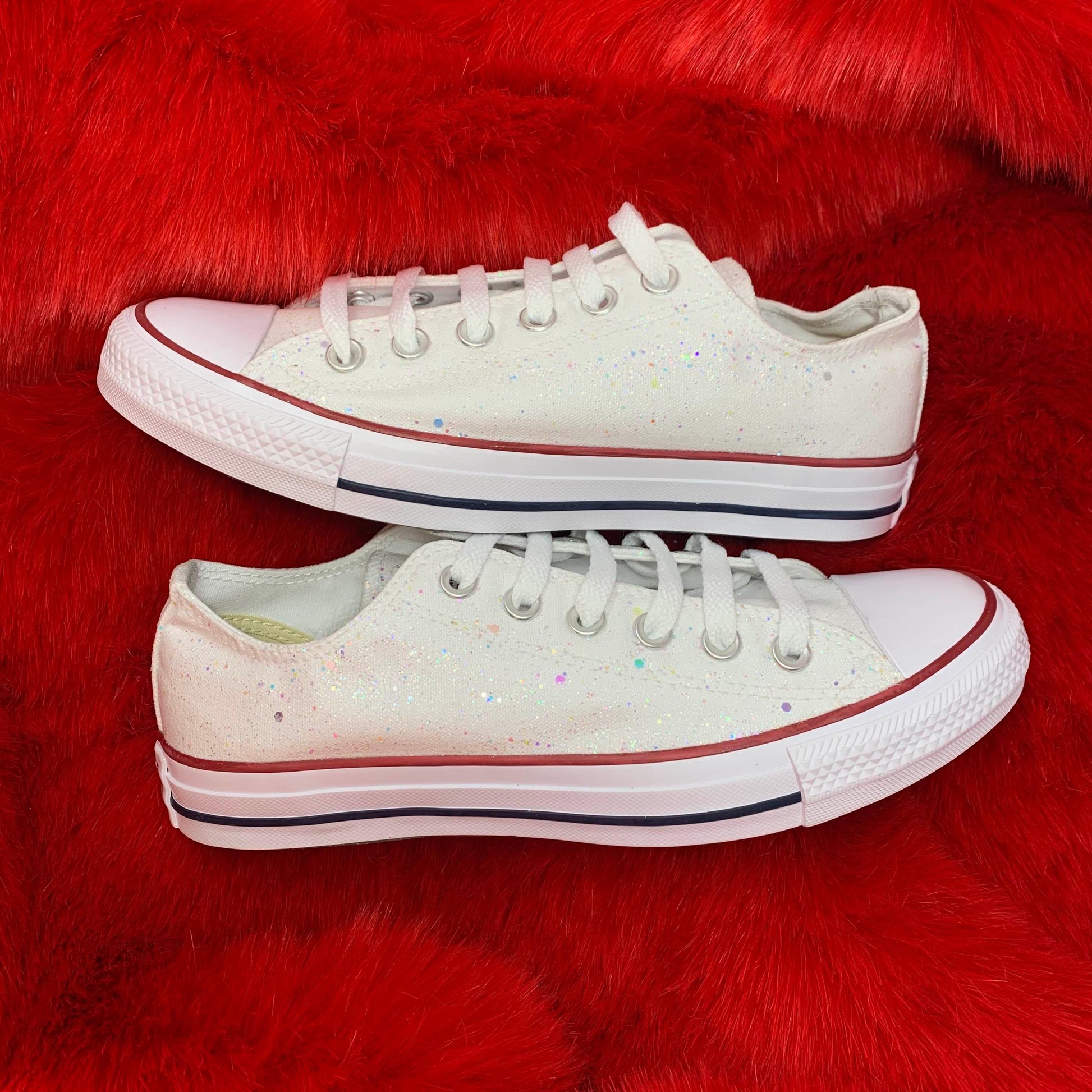 White Crystal Glitter Low Converse - ButterMakesMeHappy