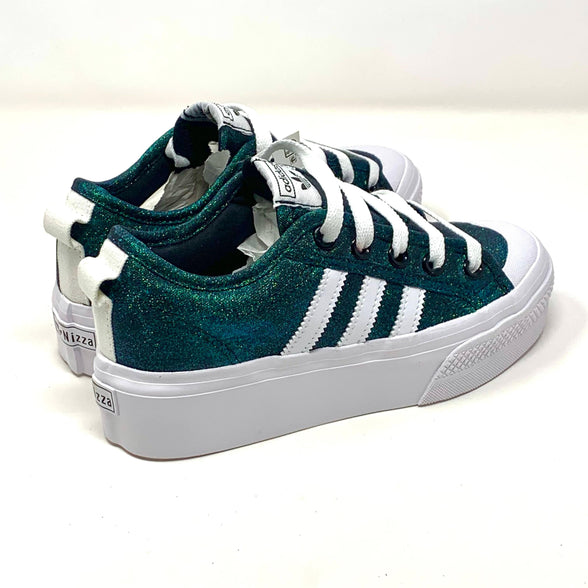 Emerald Glitter Adidas Nizza Platform Shoes - ButterMakesMeHappy