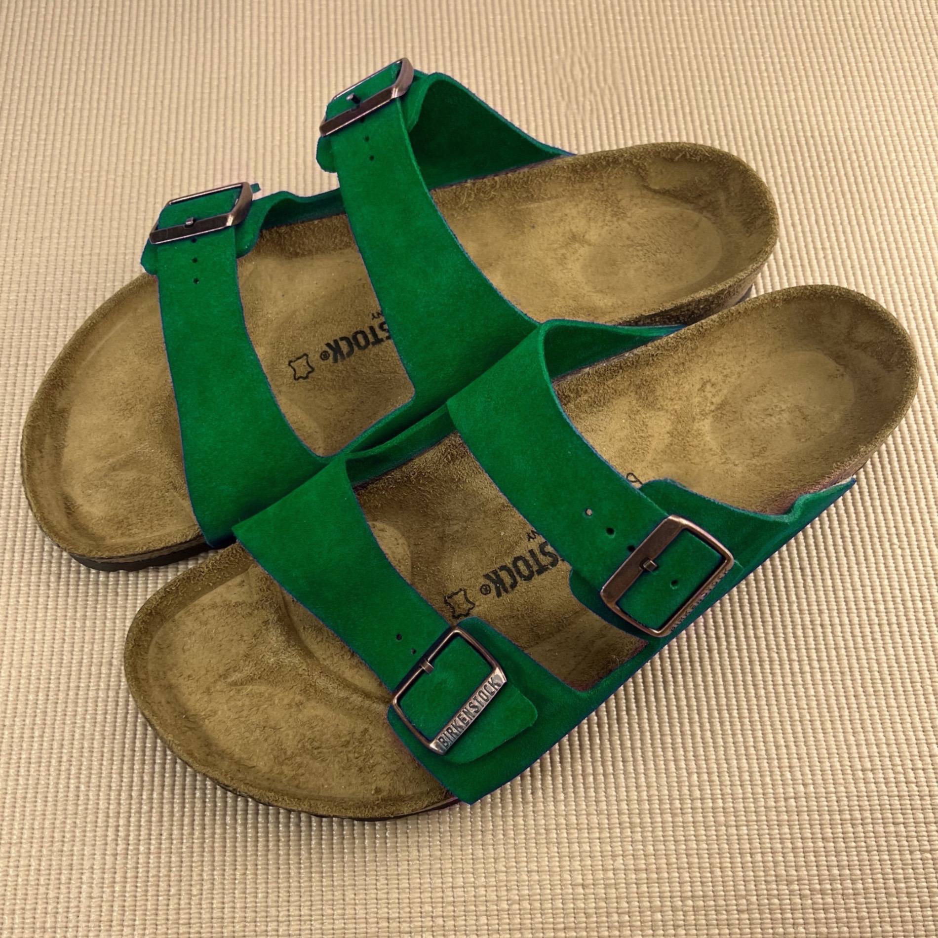 Dyed Bright Green Suede Arizona Birkenstock Sandals 