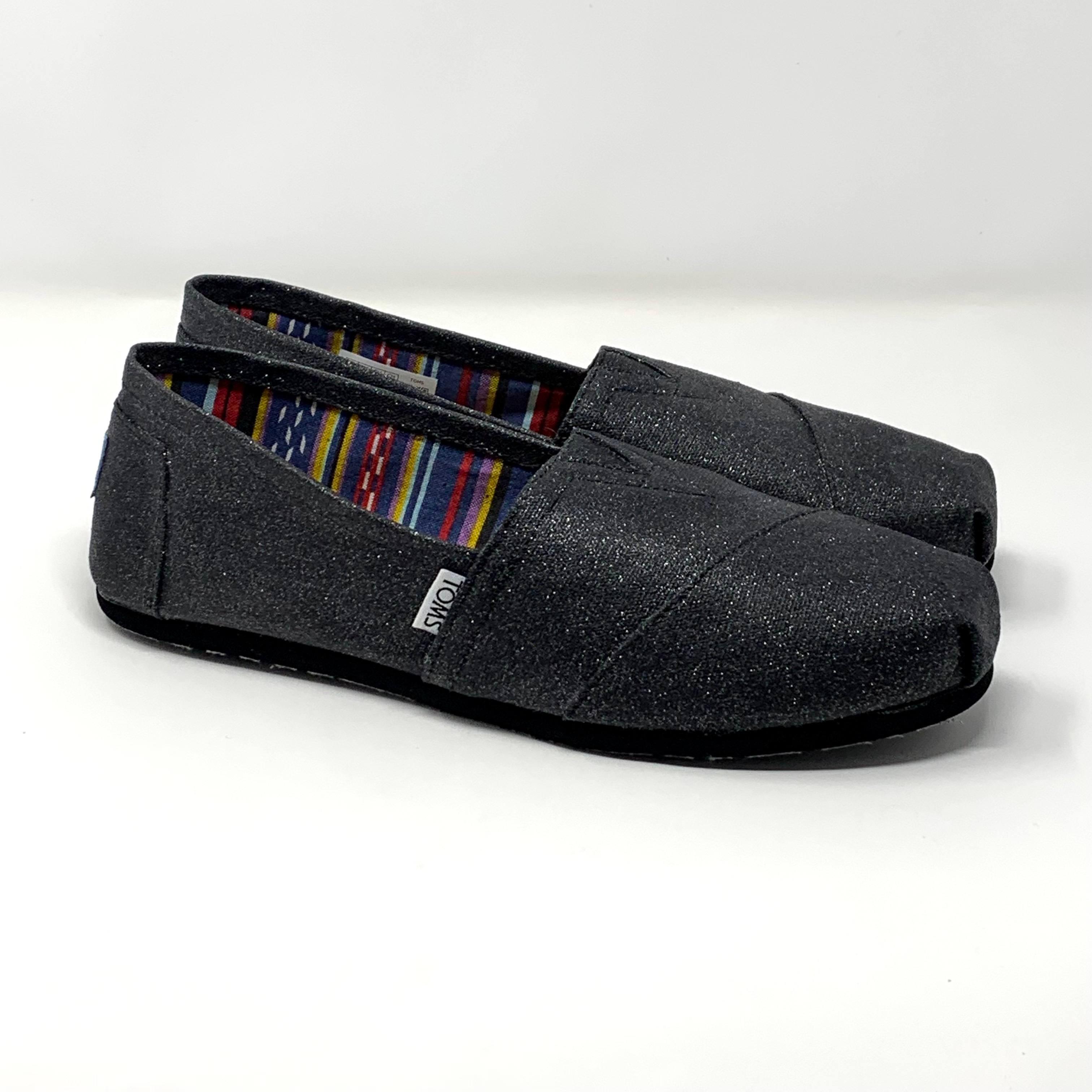 Toms black 2025 glitter shoes