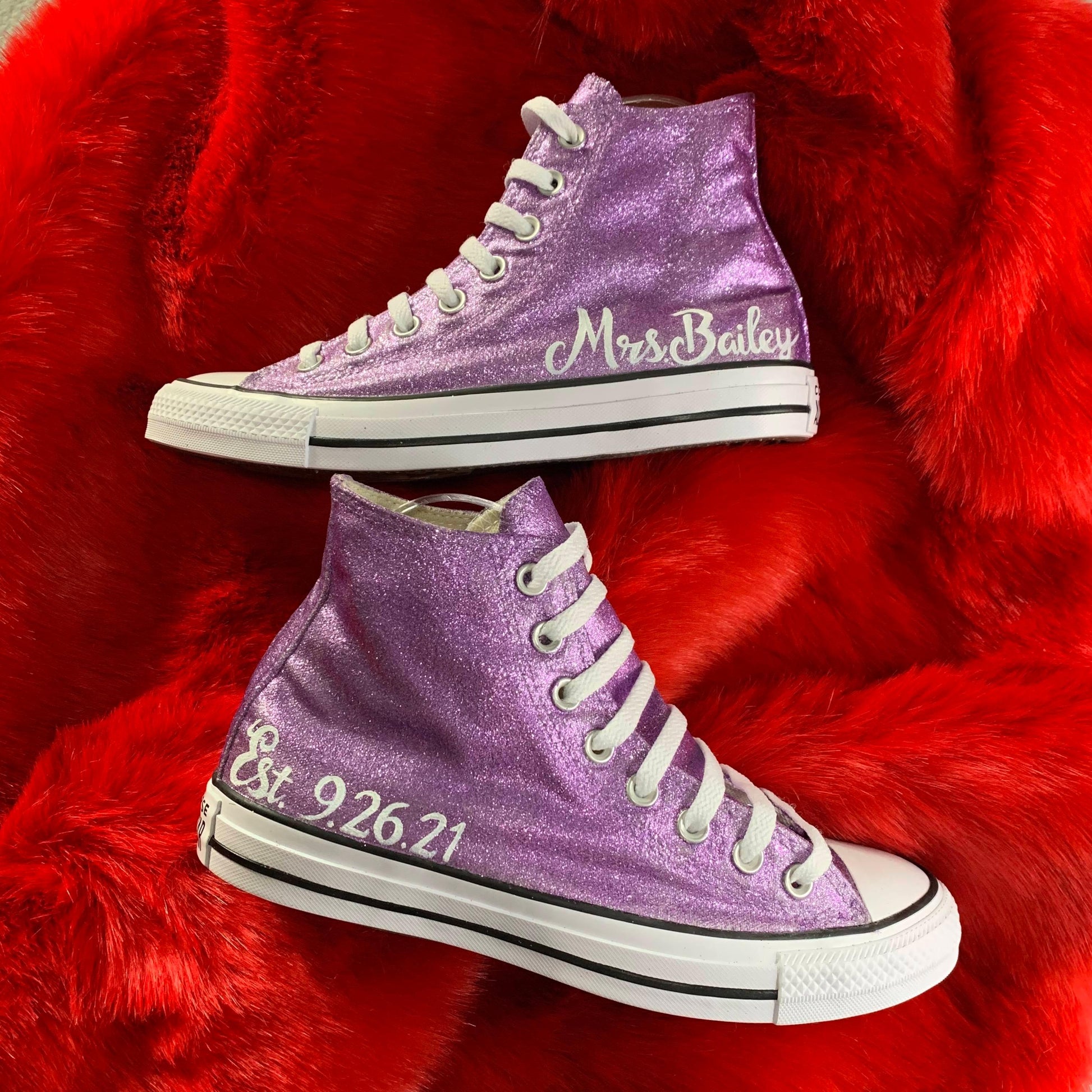 Personalized Amethyst Wedding Glitter Converse – ButterMakesMeHappy