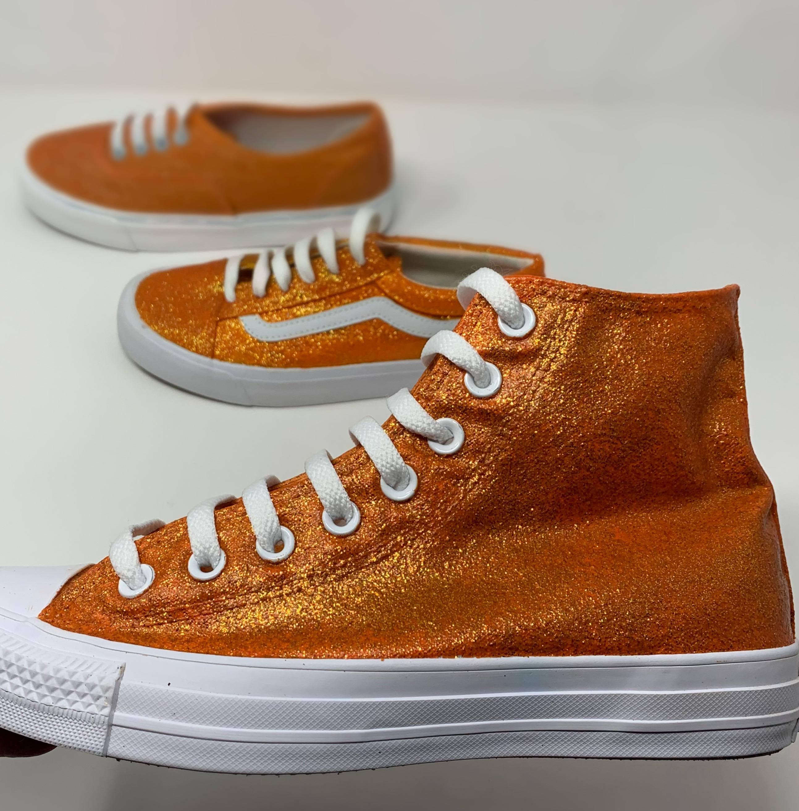 ButterMakesMeHappy Sparkly Orange Glitter Shoes Vans Classic Laced