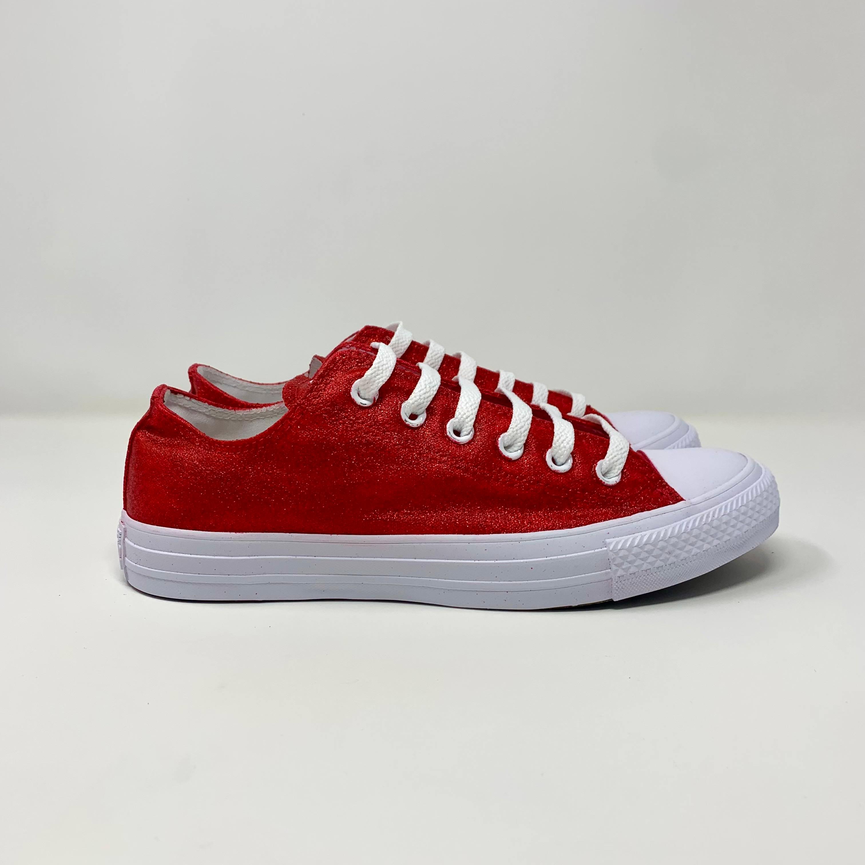 Converse red hotsell sparkle shoes