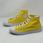 Banana Yellow Hi Top Converse with white background