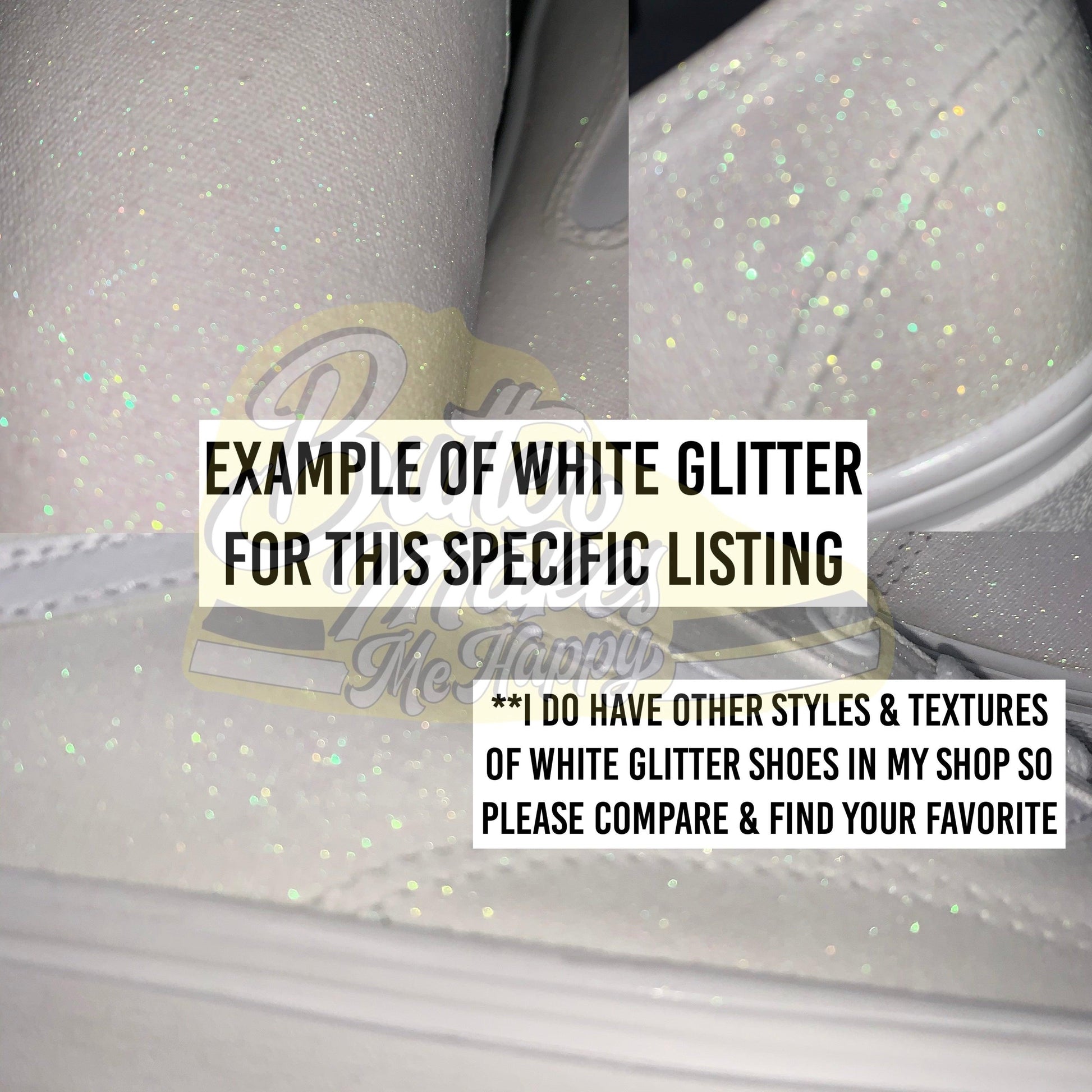White Glitter Slip On Vans - ButterMakesMeHappy