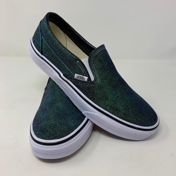 Emerald Glitter Slip On Vans - ButterMakesMeHappy