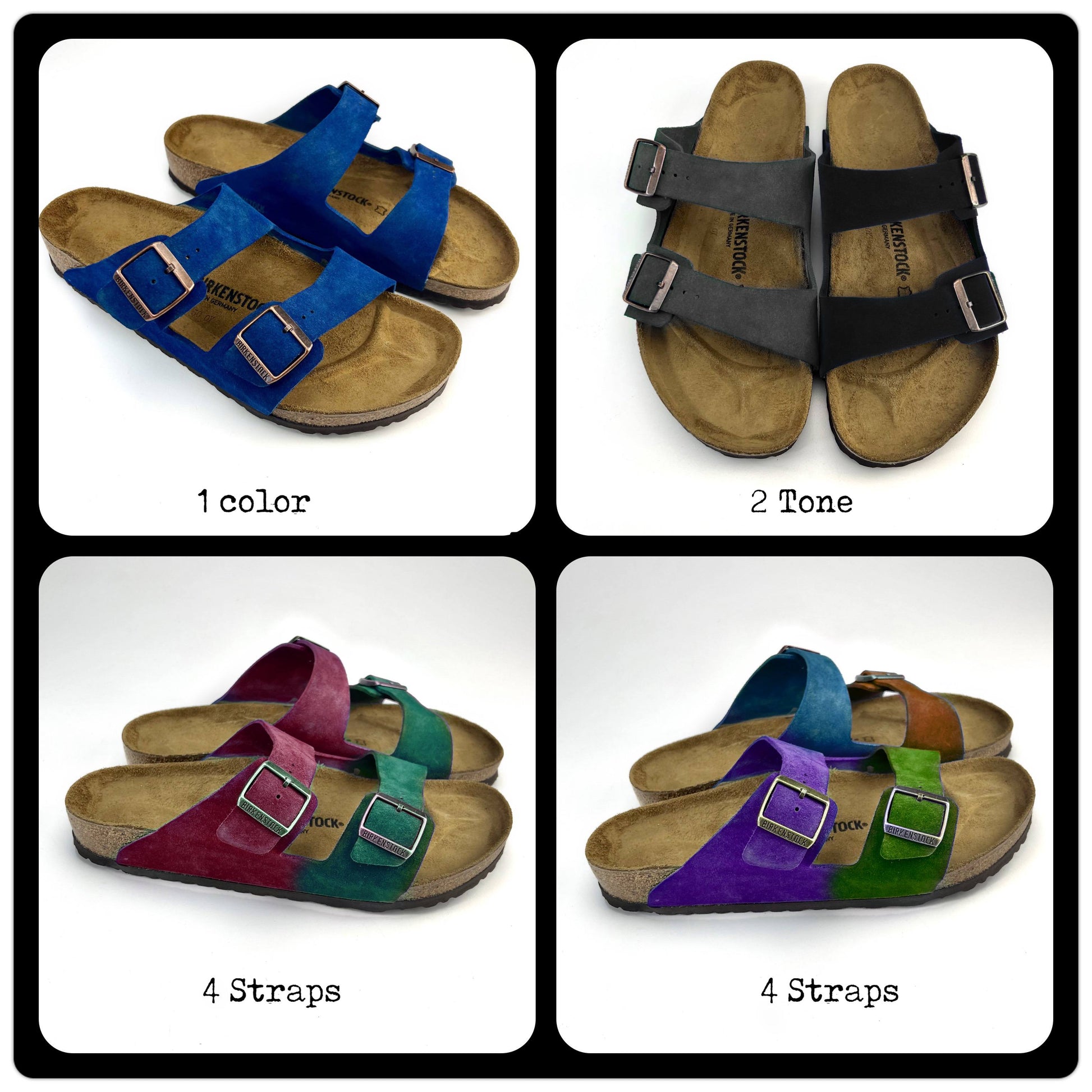 4 different pairs of Birkenstocks for a reference to choose color
