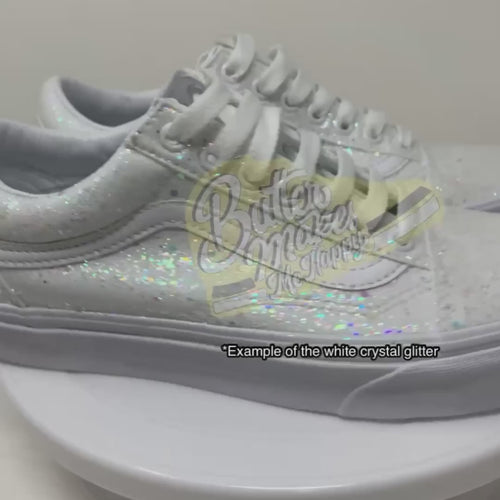 White – Slip ButterMakesMeHappy Crystal Sparkly Vans On Glitter
