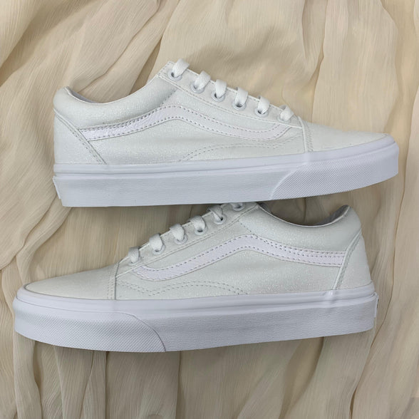 White Glitter Old Skool Vans - ButterMakesMeHappy