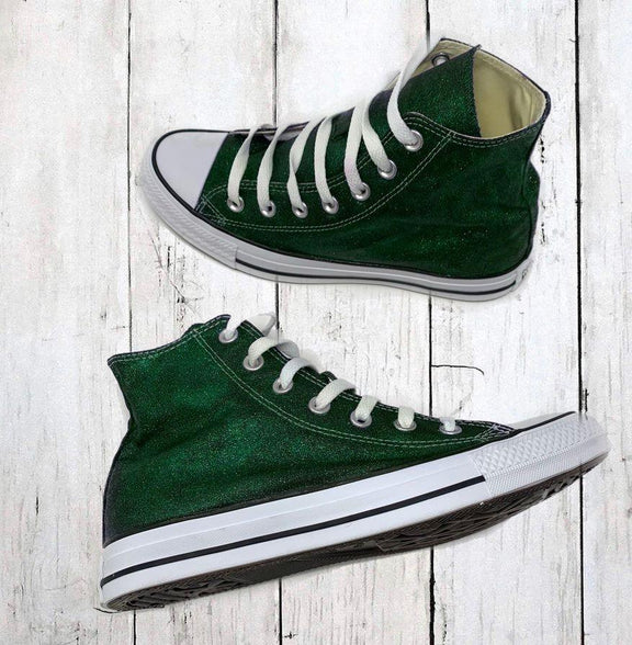 Emerald Glitter Hi Top Converse - ButterMakesMeHappy