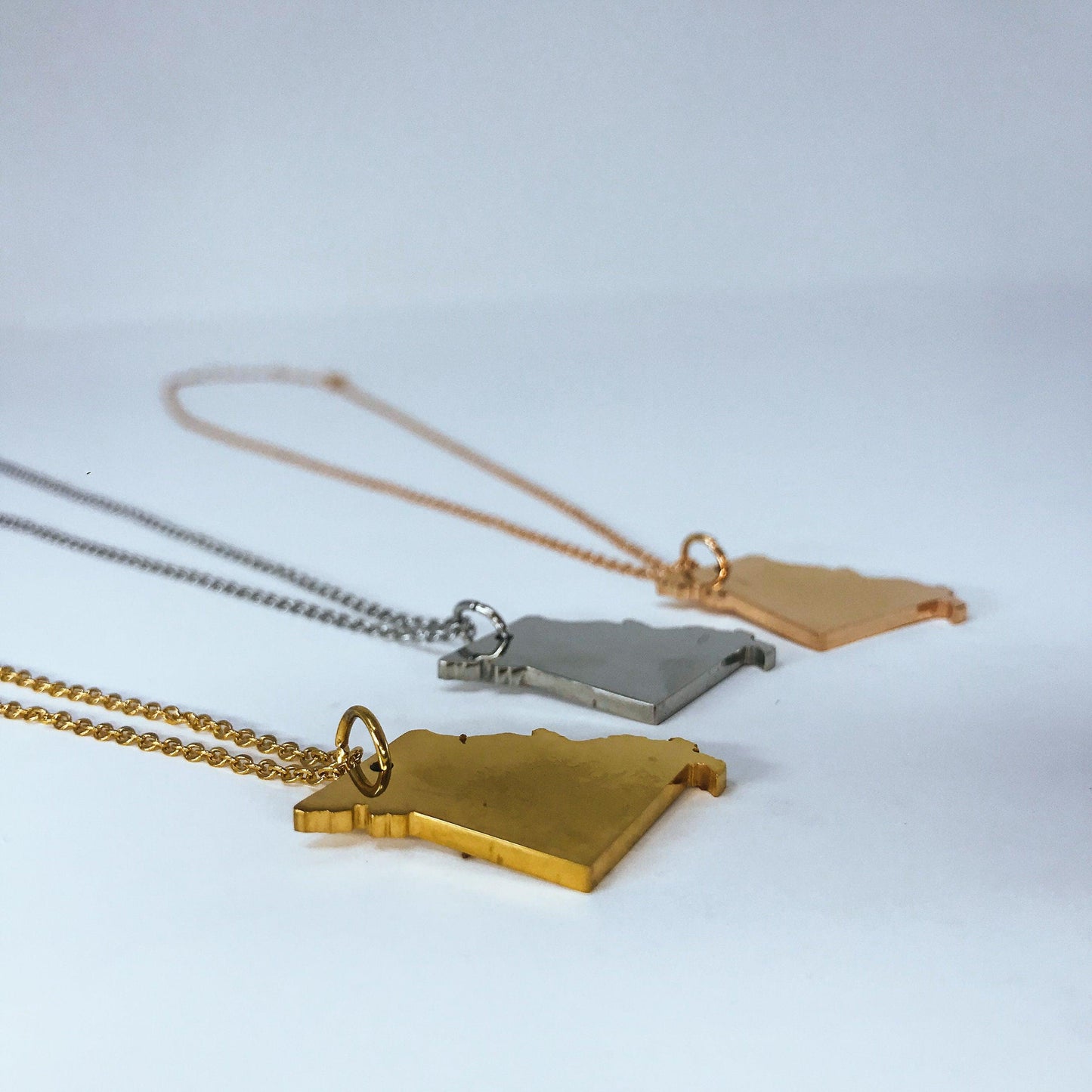 Missouri State Silhouette Necklaces in 3 different colors: Gold, Silver & Rose Gold