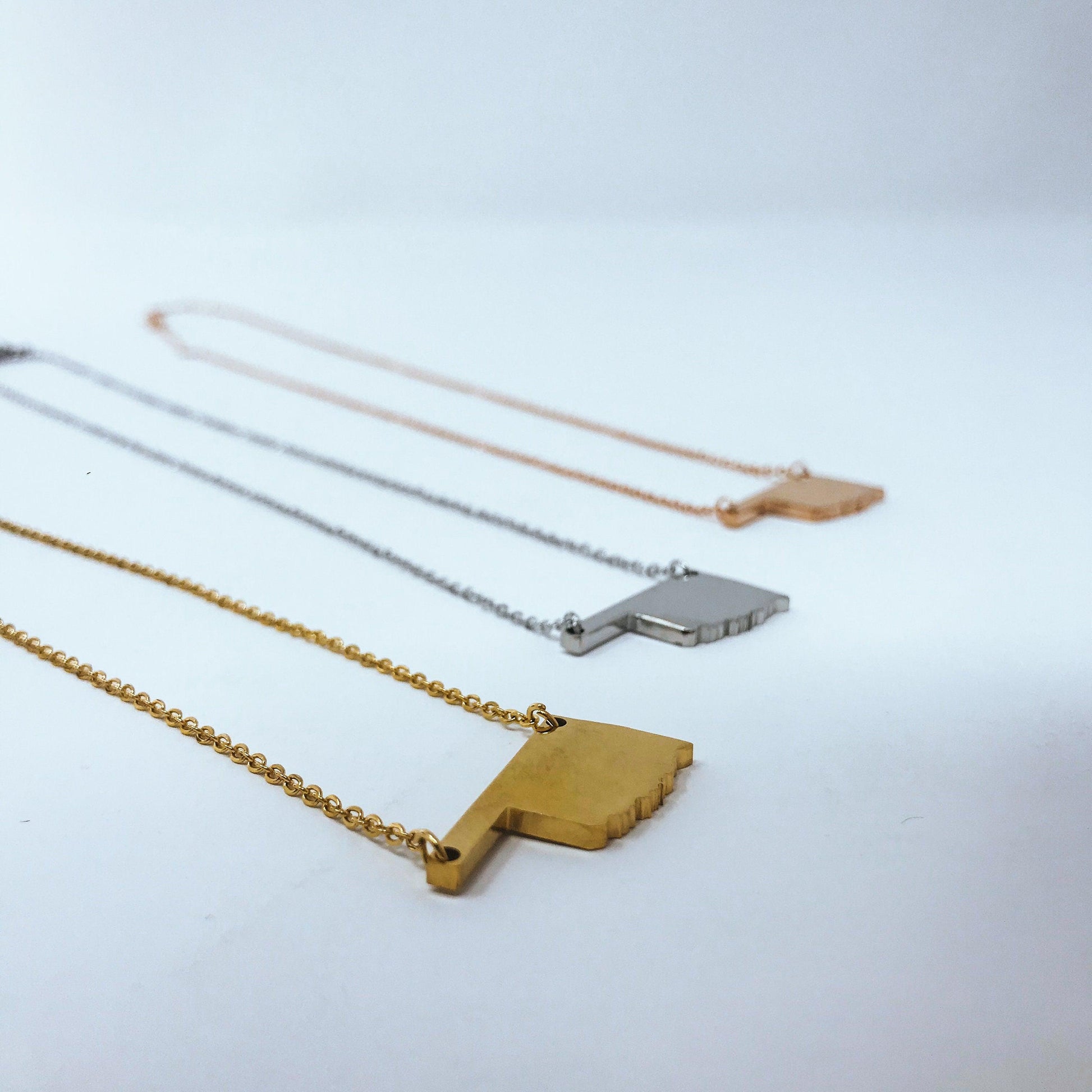 Oklahoma State Silhouette Necklaces in 3 different colors: Gold, Silver & Rose Gold