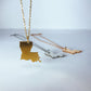 Louisiana State Silhouette Necklaces in 3 different colors: Gold, Silver & Rose Gold