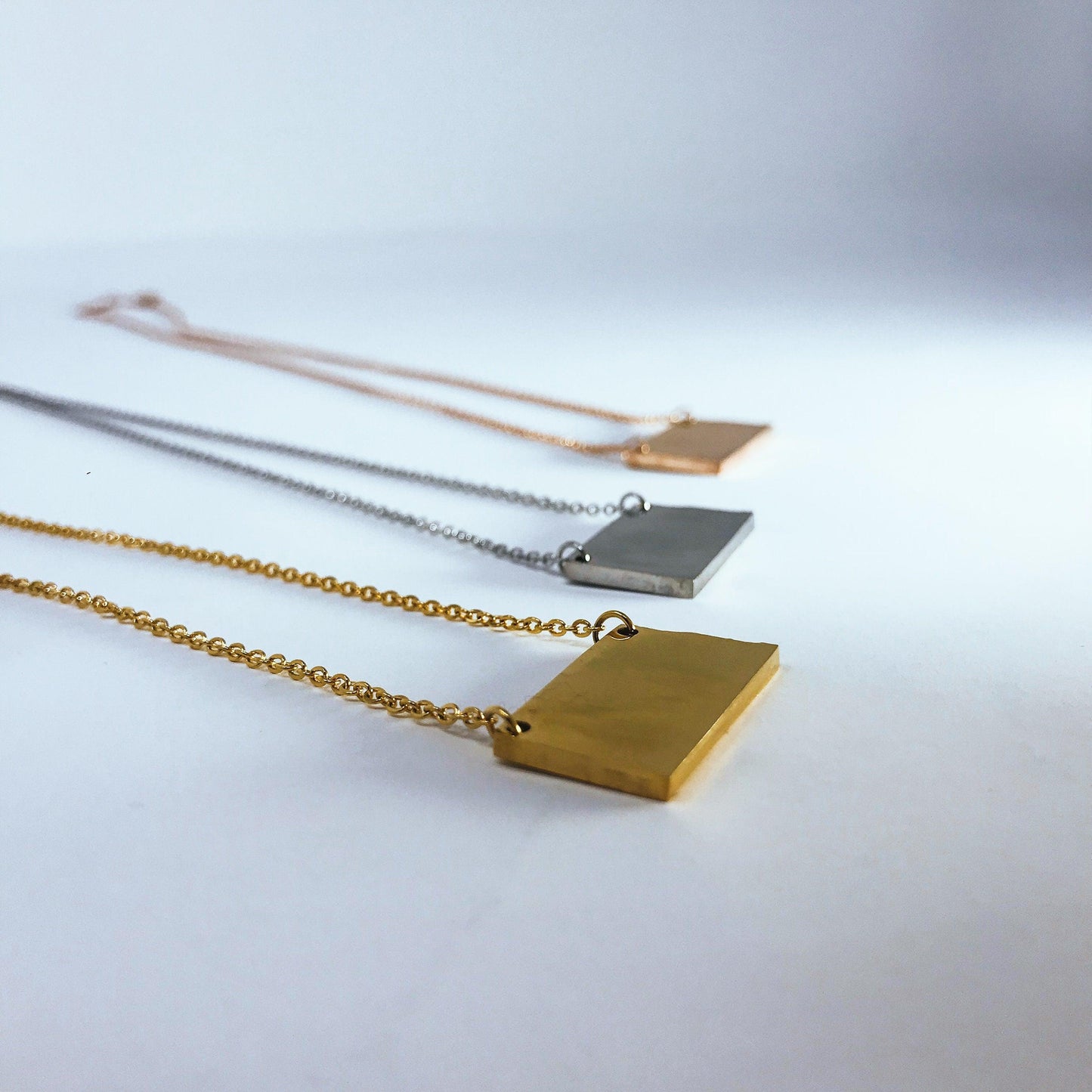 North Dakota State Silhouette Necklaces in 3 different colors: Gold, Silver & Rose Gold