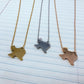 Texas State Silhouette Necklaces in 3 different colors: Gold, Silver & Rose Gold