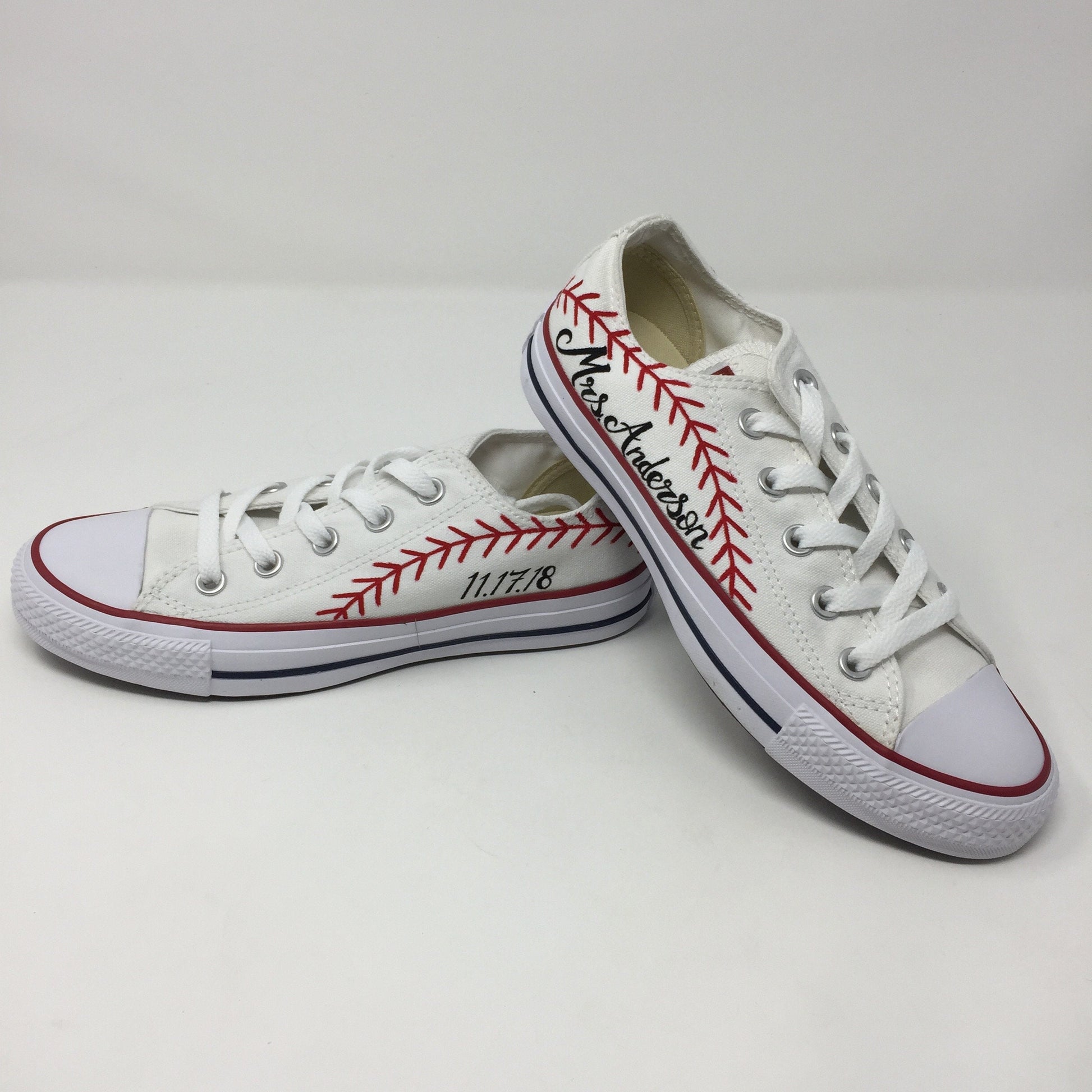 Personalized Baseball Wedding Converse-Shoes-ButterMakesMeHappy