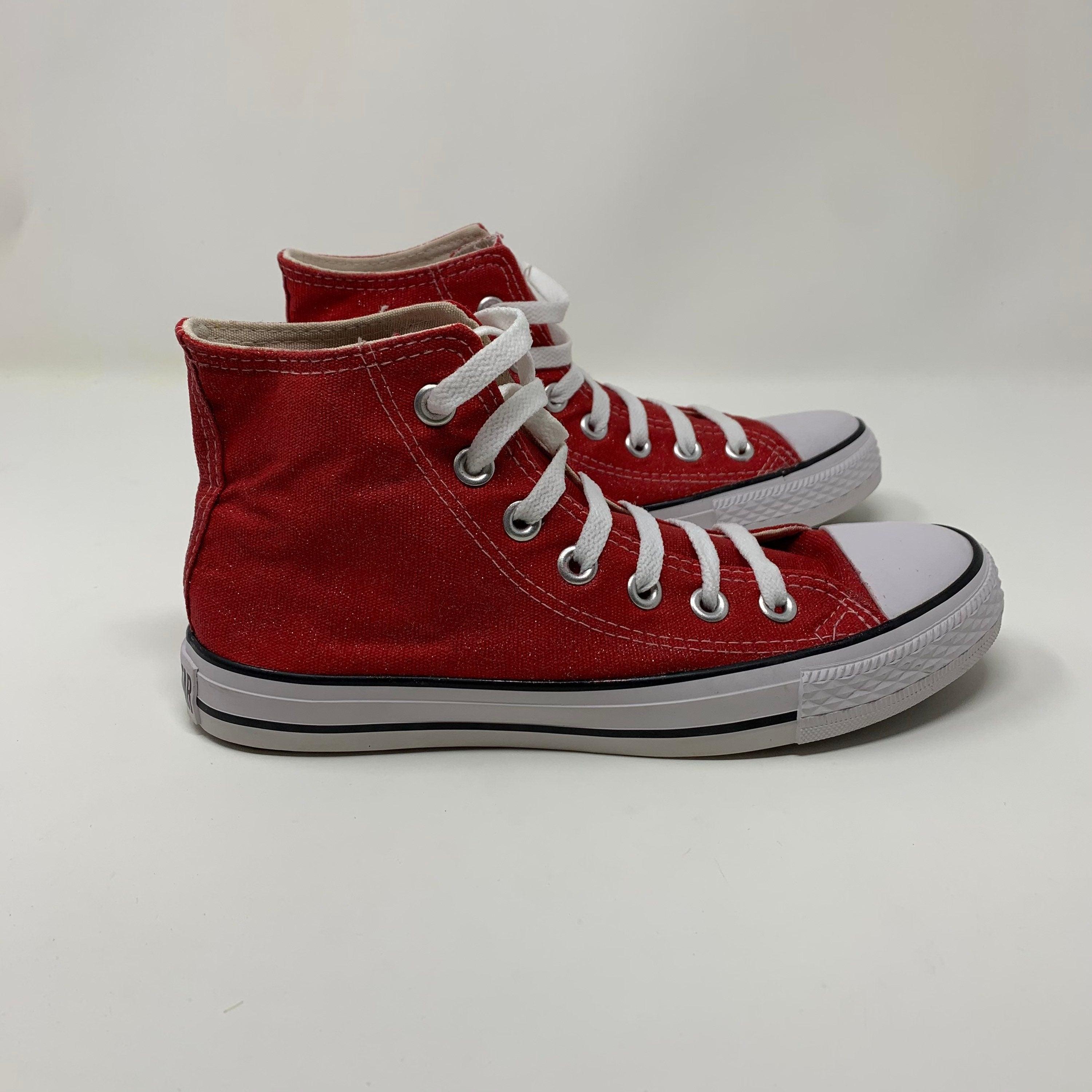 Red glitter sale high top converse