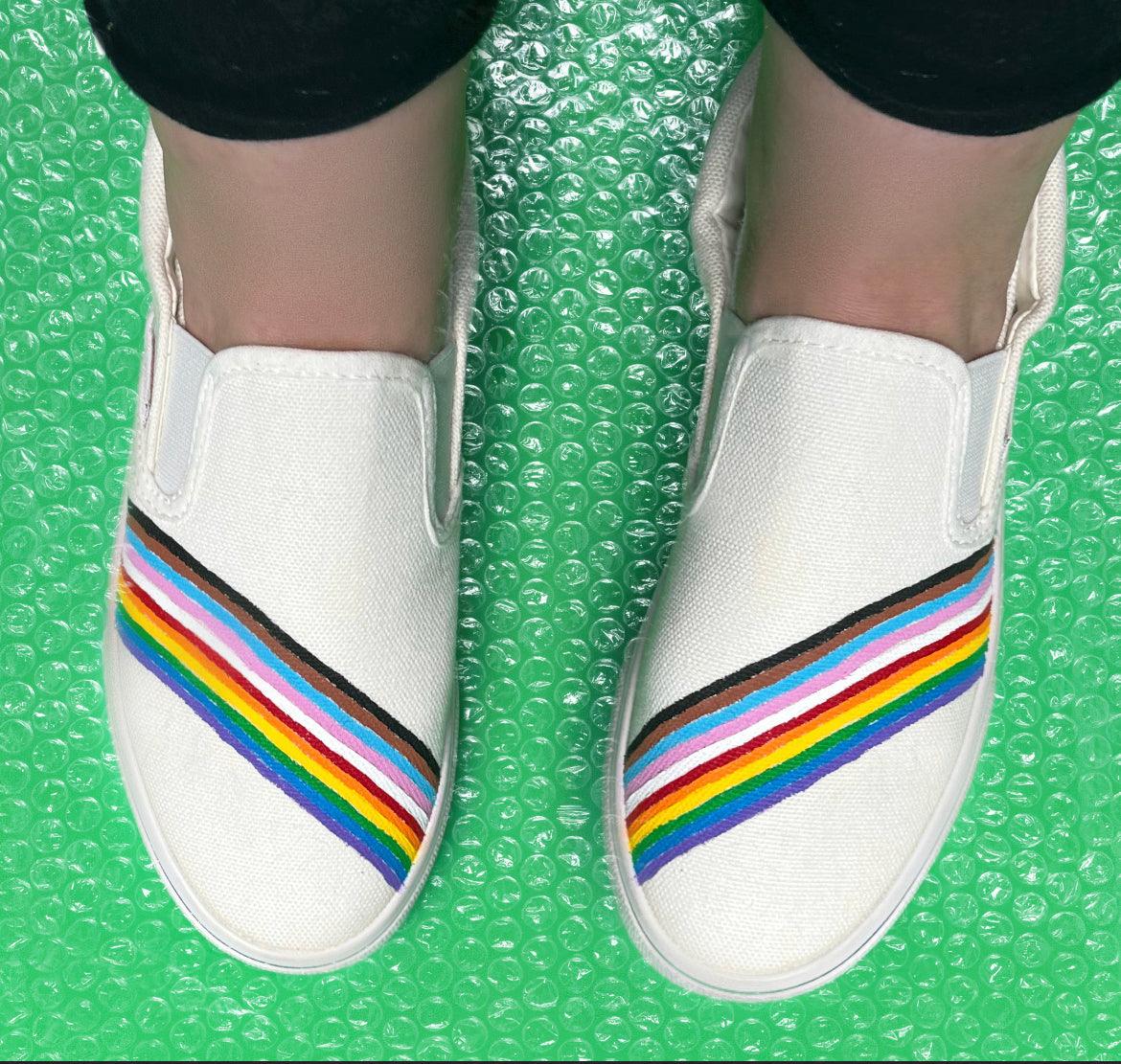 Custom Painted Pride Flag Striped Shoes – ButterMakesMeHappy
